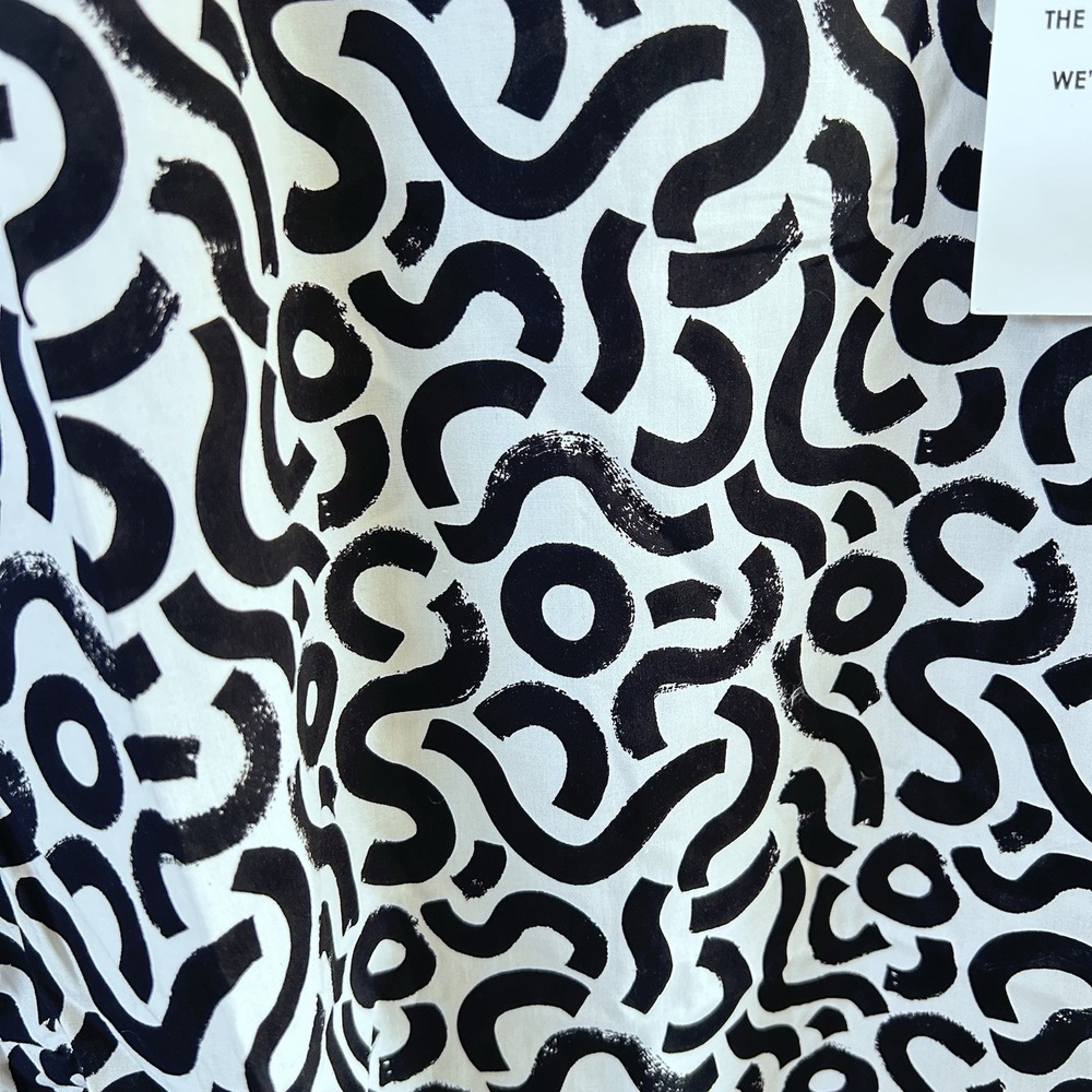 Wildfang The Essential Boxy Top Black‎ White Squiggle Patterned Top XS New! BBB - Picture 3 of 8